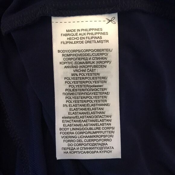 Lauren Ralph Lauren Woman's Short Sleeve Ruched Navy and Beige Dress Size 2 - Picture 8 of 9